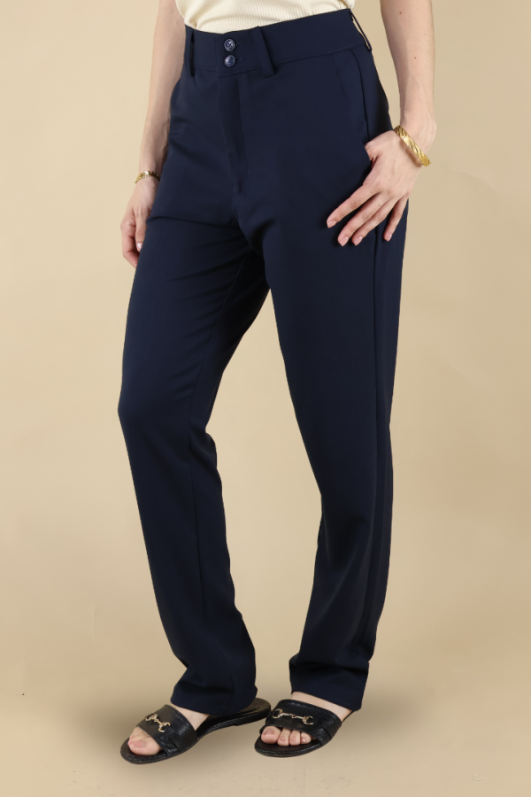 Pantalón Vestir Mujer Azul Marino Casual Elegante Moda Juvenil